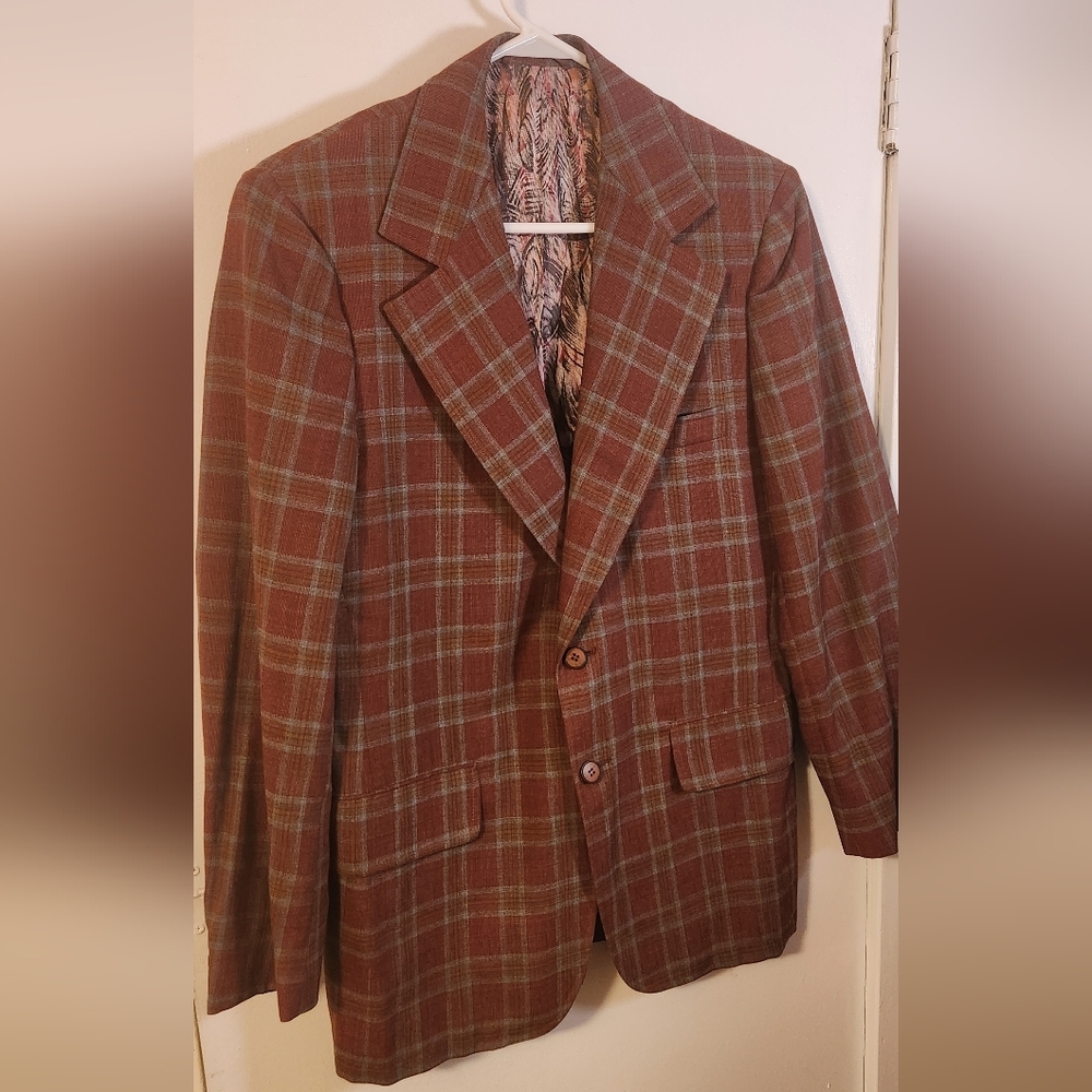 Vintage 1970s Sostanza by Richman Brothers Plaid Blazer